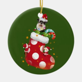 Schnauzer met contactdoos keramisch ornament