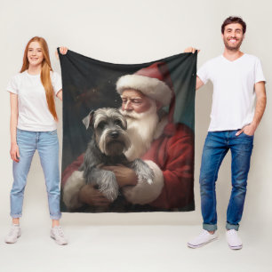 Schnauzer met Kerstman Feestelijke Kerstmis Fleece Deken