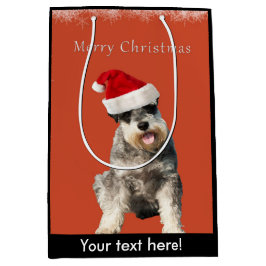 Schnauzer met kerstpet medium cadeauzakje