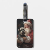 Schnauzer met Sinterklaas Feestelijke Kerstmis Bagagelabel (Achterkant verticaal)