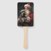 Schnauzer met Sinterklaas Feestelijke Kerstmis Handwaaier (Achterkant)