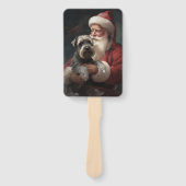 Schnauzer met Sinterklaas Feestelijke Kerstmis Handwaaier (Voorkant)