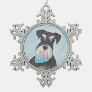Schnauzer (miniatuur) schilderen - Stomme oorspron Tin Sneeuwvlok Ornament