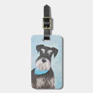 Schnauzer (miniatuur) schilderen - Stomme originel Bagagelabel