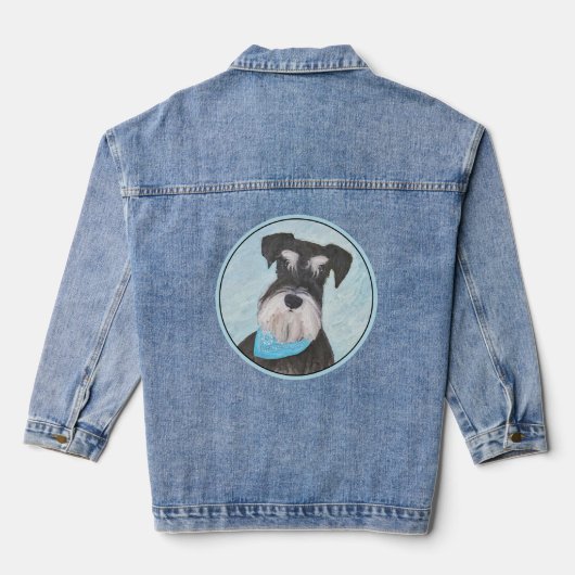 Schnauzer (miniatuur) schilderen - Stomme originel Denim Jacket (Achterkant)