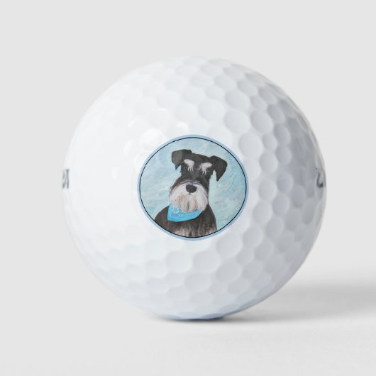 Schnauzer (miniatuur) schilderen - Stomme originel Golfballen (Voorkant)