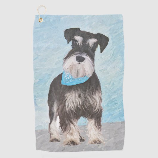 Schnauzer (miniatuur) schilderen - Stomme originel Golfhanddoek (Voorkant)