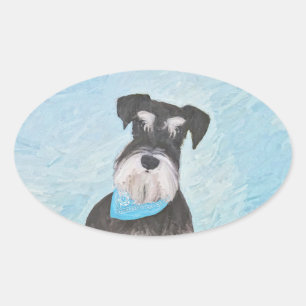 Schnauzer (miniatuur) schilderen - Stomme originel Ovale Sticker