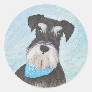 Schnauzer (miniatuur) schilderen - Stomme originel Ronde Sticker