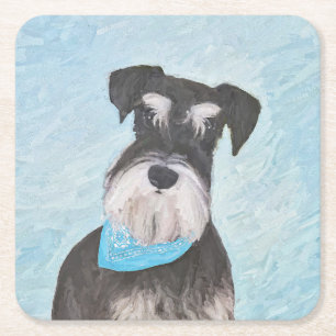 Schnauzer (miniatuur) schilderen - Stomme originel Vierkante Kartonnen Onderzetter