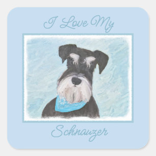 Schnauzer (miniatuur) schilderen - Stomme originel Vierkante Sticker