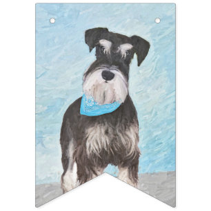 Schnauzer (Miniatuur) Schilderij - Mooie Originele Vlaggetjes