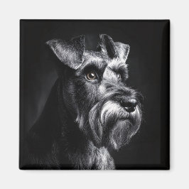 Schnauzer Monochrome Portrait Magneet