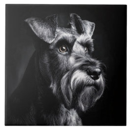 Schnauzer Monochrome Portrait Tegeltje