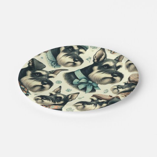 Schnauzer naadloze illustratie Papieren Bordje (Gekanteld)