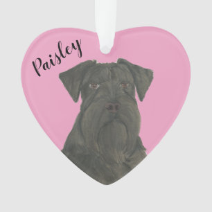 Schnauzer noir de coeur rose personnalisé