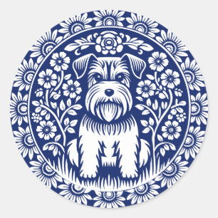 Schnauzer of Norfolk Terrier Charmante volkskunst Ronde Sticker