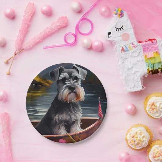Schnauzer op een peddel: Een Schilderachtig avontu Papieren Bordje (Feest)