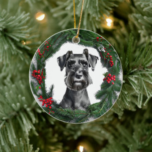 Schnauzer ornement de couronne de Noël