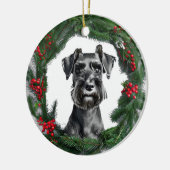 Schnauzer ornement de couronne de Noël (Gauche)