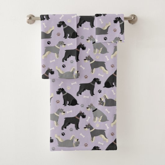Schnauzer Paws and Botten Bath Towel Set Bad Handdoek (Insitu)