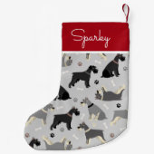 Schnauzer Paws en Botten Aangepaste naam Kleine Kerstsok (Achterkant)