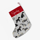 Schnauzer Paws en Botten Aangepaste naam Kleine Kerstsok (Achterkant (Hangend))