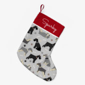Schnauzer Paws en Botten Aangepaste naam Kleine Kerstsok (Voorkant (Hangend))