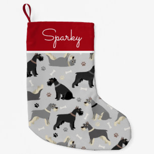Schnauzer Paws en Botten Custom Name Large Christm Kleine Kerstsok