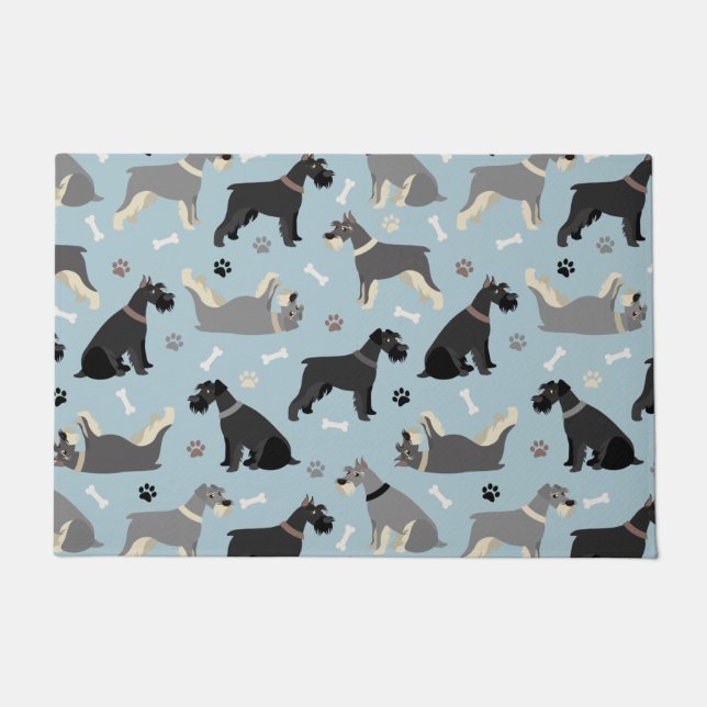 Schnauzer Paws en Botten Deurmat (Voorkant)