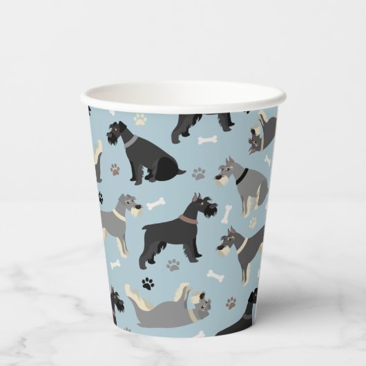 Schnauzer Paws en Botten Papieren Bekers (Achterkant)