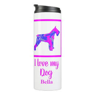 Schnauzer Pet Dog Hot Pink & Blue Silhouette Thermosbeker