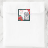 Schnauzer Poinsettia Bordure Sticker de Noël (Sac)