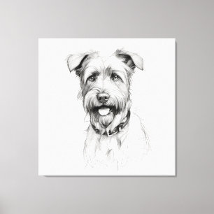 Schnauzer Potlood Schets Portret Canvas Afdruk