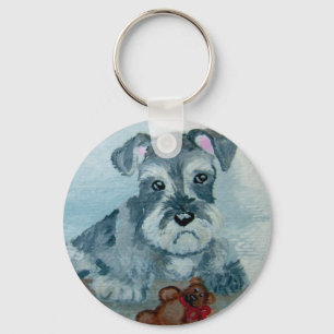 Schnauzer Pup met Teddy-sleutelketen Sleutelhanger