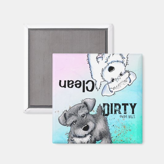 Schnauzer Pup Nettoyer Lave-vaisselle Magnet (Recto/Verso)