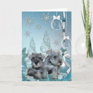 Schnauzer Puppies Kerstkaart Feestdagen Kaart