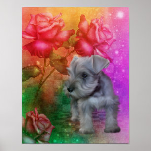 Schnauzer Puppy Fantasy Rozen Dog Poster