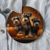 Schnauzer Puppy Herfst Delight Pompoen Ronde Button 6,0 Cm (In situ)