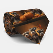 Schnauzer Puppy Herfst Delight Pompoen Stropdas (Opgerold)