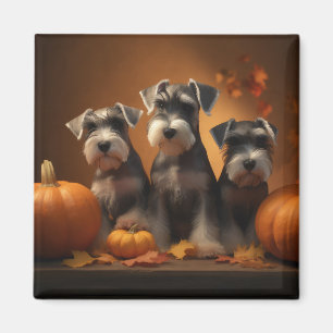 Schnauzer Puppy Herfst Plezier Pompoen Magneet