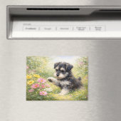 Schnauzer Puppy Springtime Flowers Magneet (Insitu (Vaatwasser))