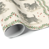 Schnauzer Pup's First Christmas Cadeaupapier (Rol Hoek)