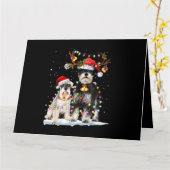 Schnauzer Rendier Kerstmuts Kerstlichtjes Kerstmis Kaart (Gele Bloem)