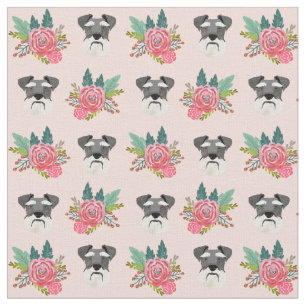 Schnauzer - roze floralen stof
