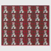 Schnauzer Santa Dog Holiday Plaid Christmas Cadeaupapier (Vlak)