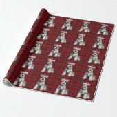 Schnauzer Santa Dog Holiday Plaid Christmas Cadeaupapier (Uitgerold)