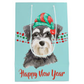 Schnauzer Santa Hat Holiday String Beads Medium Cadeauzakje (Achterkant)