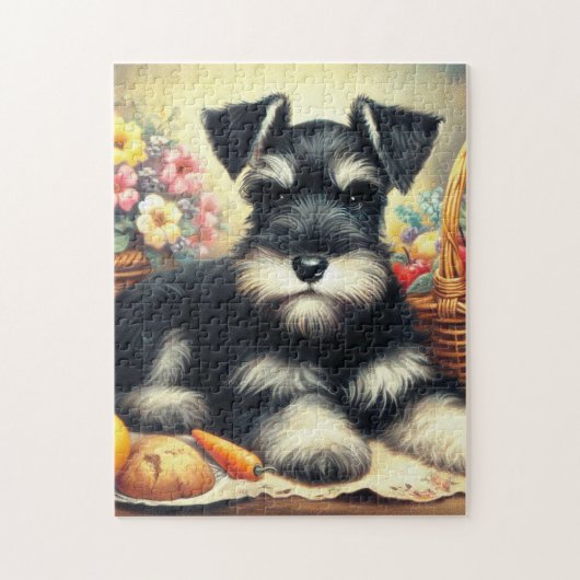  Schnauzer Schilderen Legpuzzel (Verticaal)