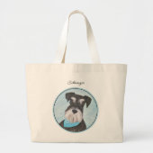 Schnauzer Schilderen Miniatuur Uncropped Pet Dog A Grote Tote Bag (Voorkant)